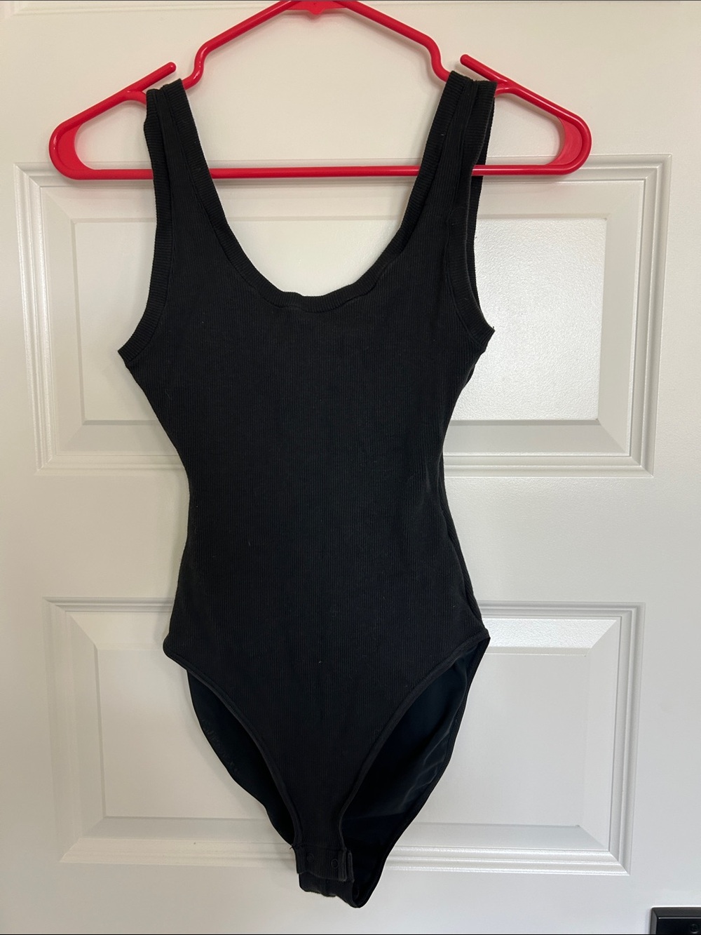 Skims black ribbed jersey knit and lined One Piece